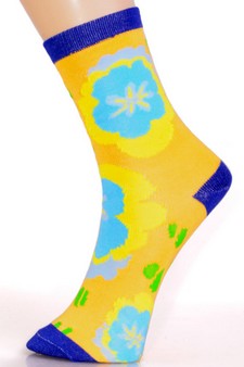 Novelty Tropical Floral Print Crew Socks style 2