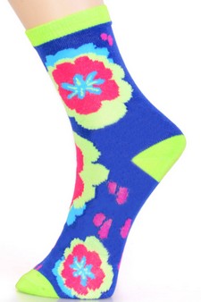 Novelty Tropical Floral Print Crew Socks style 4