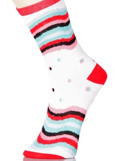 (323022) 3 Single Pair Bundle Pack Lady's Novelty Crew Socks style 2