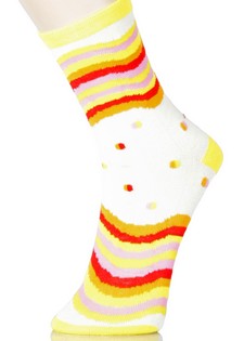 (323022) 3 Single Pair Bundle Pack Lady's Novelty Crew Socks style 3