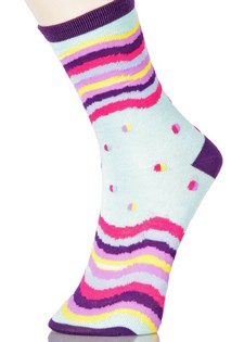 (323022) 3 Single Pair Bundle Pack Lady's Novelty Crew Socks style 5