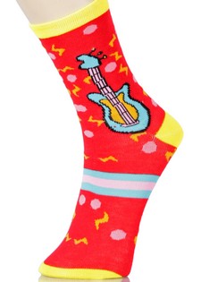 3 Single Pair Bundle Pack Lady's Rock and Roll Novelty Crew Socks style 2