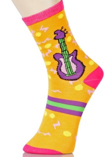 3 Single Pair Bundle Pack Lady's Rock and Roll Novelty Crew Socks style 3