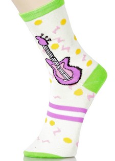 3 Single Pair Bundle Pack Lady's Rock and Roll Novelty Crew Socks style 4
