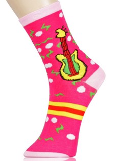 3 Single Pair Bundle Pack Lady's Rock and Roll Novelty Crew Socks style 5