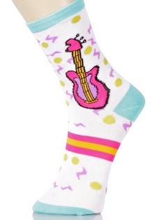 3 Single Pair Bundle Pack Lady's Rock and Roll Novelty Crew Socks style 6