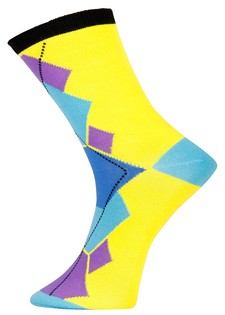 3 Single Pair Bundle Pack Lady's Argyle Abstract Novelty Crew Socks style 2