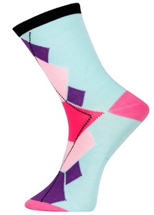 3 Single Pair Bundle Pack Lady's Argyle Abstract Novelty Crew Socks style 6