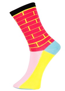 3 Single Pair Bundle Pack Lady's Brick Top Stackers Novelty Crew Socks style 6