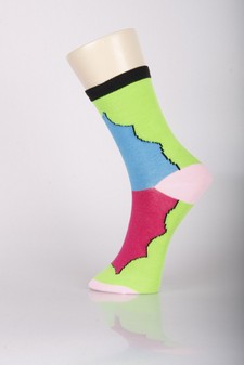 3 Single Pair Bundle Pack Lady's Melrose Design Novelty Crew Socks style 2