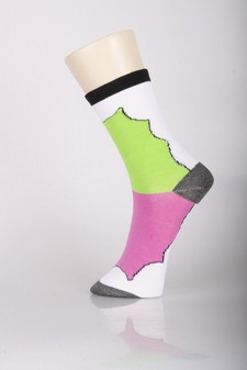 3 Single Pair Bundle Pack Lady's Melrose Design Novelty Crew Socks style 3