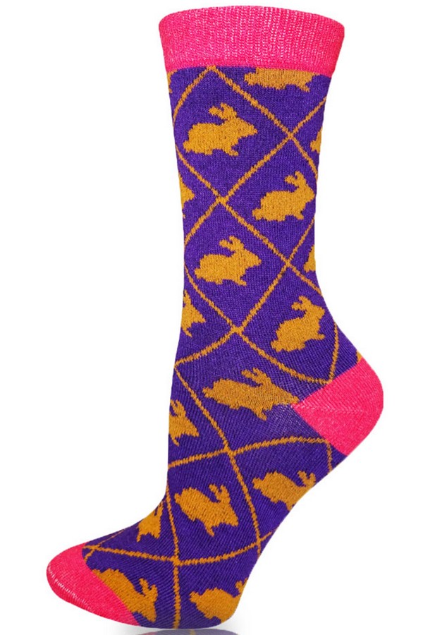 Novelty Bunny Print Crew Socks Wholesale