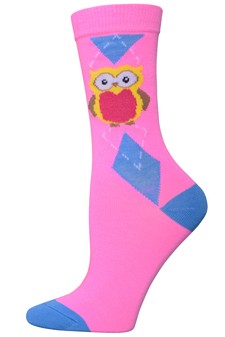 Owl Argyle Crew Socks style 2