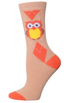 Owl Argyle Crew Socks style 4