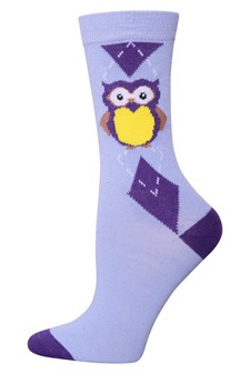 Owl Argyle Crew Socks style 6