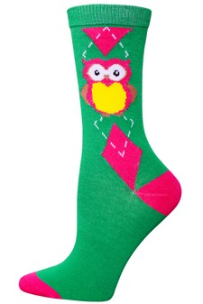 Owl Argyle Crew Socks style 7
