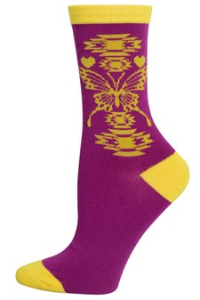 Tribal Butterfly's, crew socks style 3