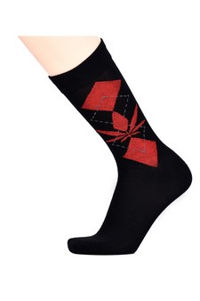 Men's Cotton Blended Marijuana Leaf  Print Dress Socks style 3