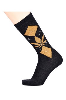 Men's Cotton Blended Marijuana Leaf  Print Dress Socks style 5