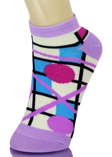 GRIDDED LOW CUT SOCKS WITH CIRCLES AND LINES style 2