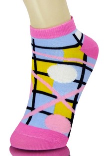 GRIDDED LOW CUT SOCKS WITH CIRCLES AND LINES style 3