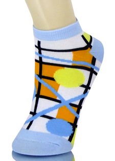 GRIDDED LOW CUT SOCKS WITH CIRCLES AND LINES style 4