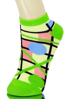 GRIDDED LOW CUT SOCKS WITH CIRCLES AND LINES style 5