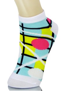 GRIDDED LOW CUT SOCKS WITH CIRCLES AND LINES style 6
