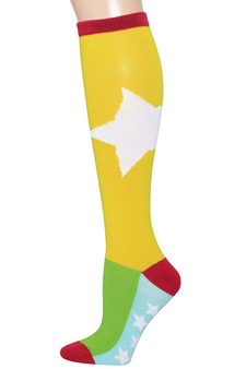 Color Block Star Print Knee High Socks style 6