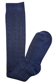 Navy Cable Knit Knee High Socks style 2