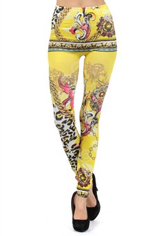 Lady's Punx with Chainlinks and Leopard  Printed Seamless Fashion leggings style 2