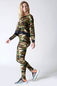 ***NY ONLY-Women's Camouflage Pullover Top And Leggings Set style 3