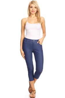Women's Classic Solid Capri Jeggings (Large only) style 4