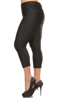 XL Pack Only-Women's Cotton-Blend 5-Pocket Skinny Capri Jeggings style 2