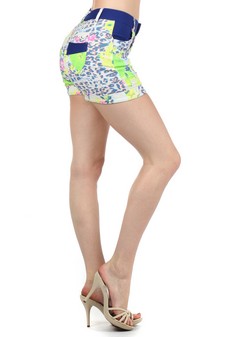 Junior Hybrid Leopard with Solid Color Blocks Fashion Shorts style 4