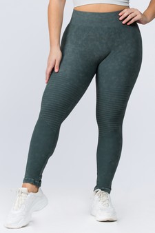 Vintage Wash Moto Detailed Seamless Tights style 2
