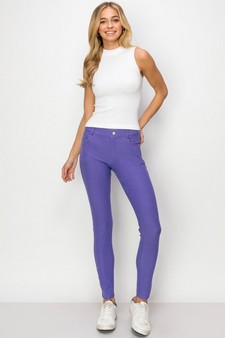 Women's Classic Solid Skinny Jeggings (Large only) style 4