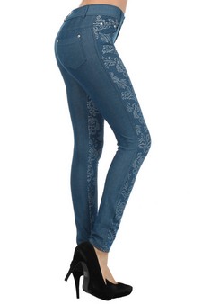 Women's Jegging with Floral Pattern (Royal Blue) style 2