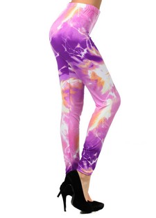 Women's Electrifying Storm in Violet Printed Leggings style 2