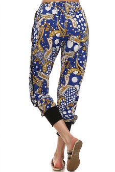 Blue Paisley Printed joggers style 4