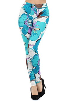 Lady's Cubana Casa Lily in Baby Blue Printed Fashion Legging style 2