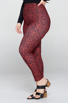 Women's Classic Leopard Print Peach Skin Leggings style 2