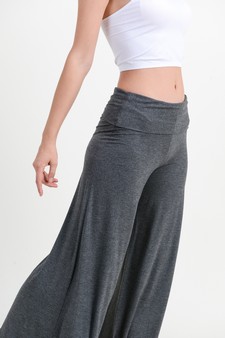 Lady's Mid Rise Wide Leg Pants with Foldable Waistband style 4