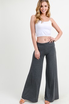 Lady's Mid Rise Wide Leg Pants with Foldable Waistband style 5