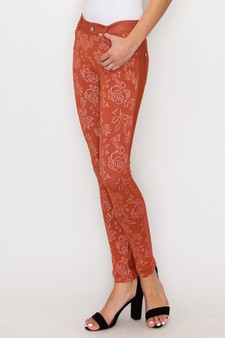 Women's Jegging with Floral Pattern (Rust) style 2