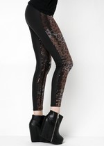 LEOPARD GRAPHIC PRINT SEQUINED LEGGINGS DARK GOLD style 2