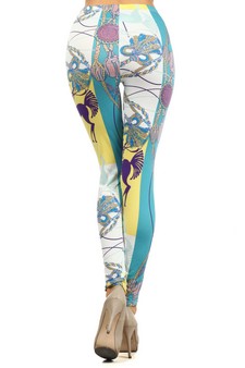 Women's Pastel Color Braided Tassel Printed Leggings style 3