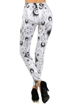 Women's Black and White Web Galaxy Printed Leggings style 3