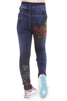 Kid's Sublimation Floral Garden Print Fleece Lined Jeggings style 3