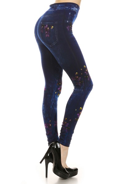 fleece dark wash jegging